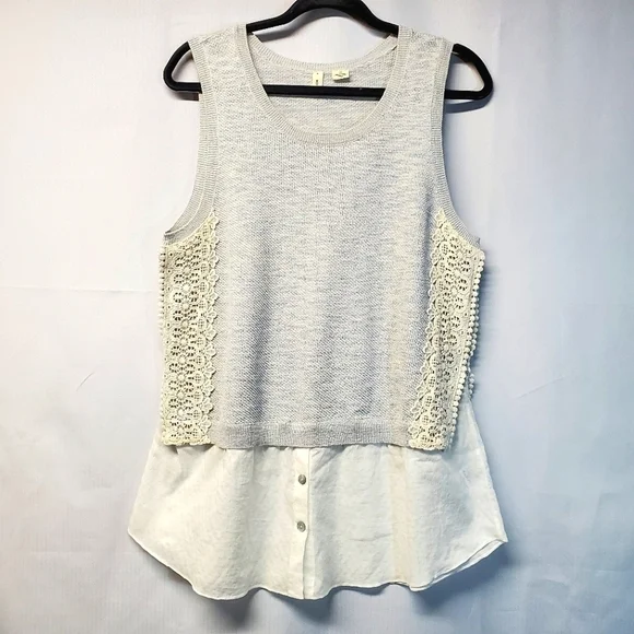 Anthropologie Moth Light Academia Sweater Vest w/ Lace - Picture 1 of 9